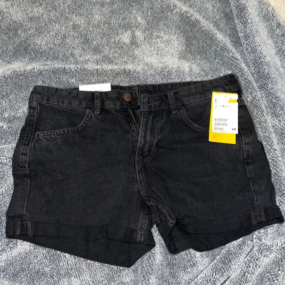 HM Black denim shorts
